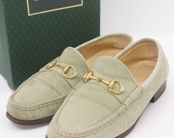 Gucci Authentic Horsebit Loafers Suede Beige Mint EU 37/US 6.5 Vintage Y2K Italy