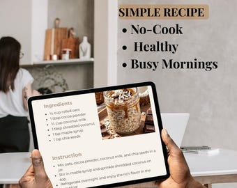 5 Healthy Overnight Oats Recipes | Printable Recipe Cards | 5x7 Digital Download