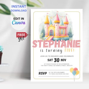 EDITABLE Bouncing Castle Birthday Invitation, Bounce House Invite, Kids Park Party Printable Invite, Instant Download, Jump Party, BIH10
