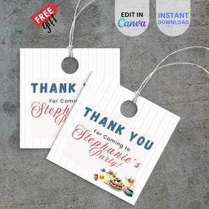 EDITABLE Brunch Anyone Birthday Thank You Tag, Girl Birthday Decor, Party Favors, Breakfast Party, Instant Download, Pancake Invite, BIT10