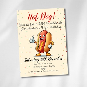 EDITABLE Hot Dog Party Invitation, Customizable Kids Birthday Template, Fun BBQ Picnic Invite for Any Age, Digital Birthday Design, BIAG10