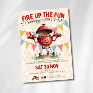 EDITABLE Backyard BBQ Birthday Invitation, Yard Party Birthday Party Invite, Digital BBQ Burger Theme, Printable Barbeque Invitation, BIBM10