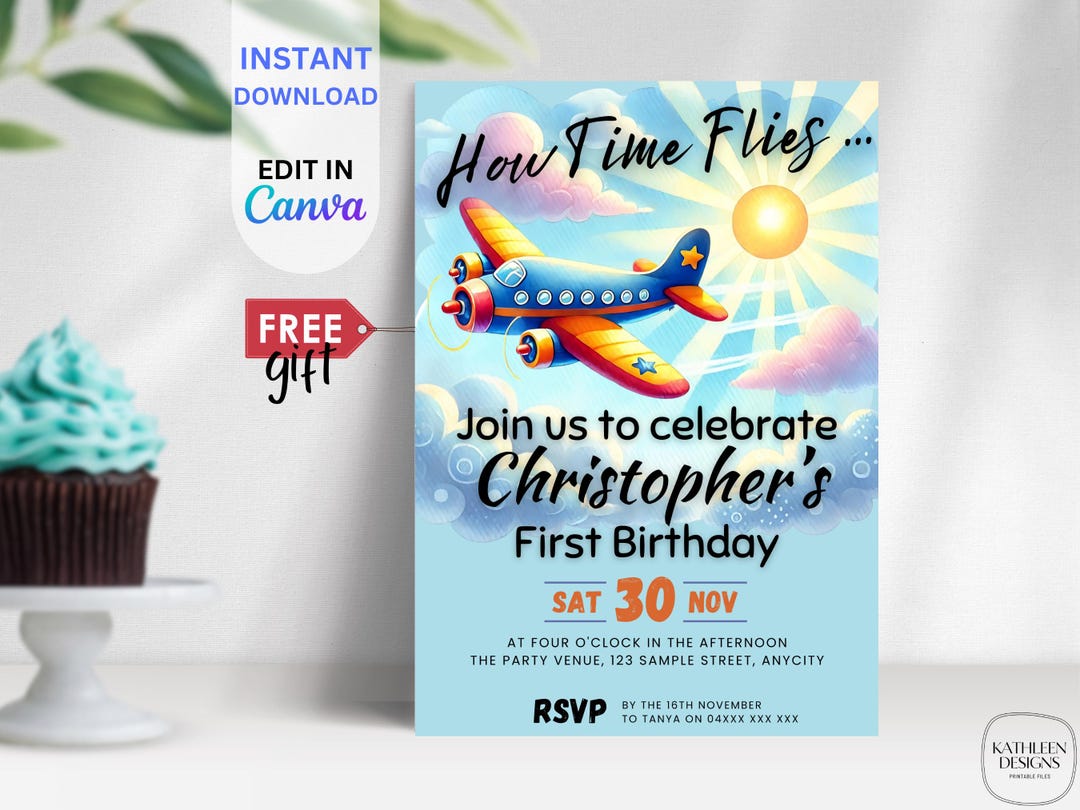 Take Flight Invite EDITABLE First Flight Birthday Invite, One Year Flew By, Flying Into ...