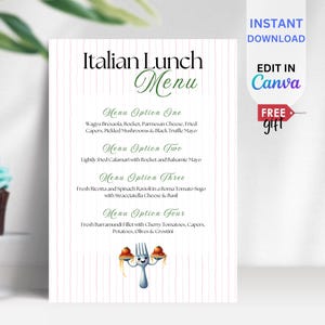 Convite de almôndega EDITÁVEL com design de menu de aniversário, convite para festa de espaguete, download instantâneo, festa temática italiana, almôndega poderosa, BIZ10