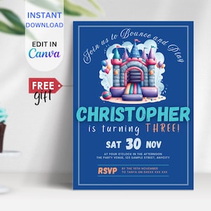 EDITABLE Bouncing Castle Birthday Invitation, Bounce House Invite, Kids Park Party Printable Invite, Instant Download, Jump Party, BIH10