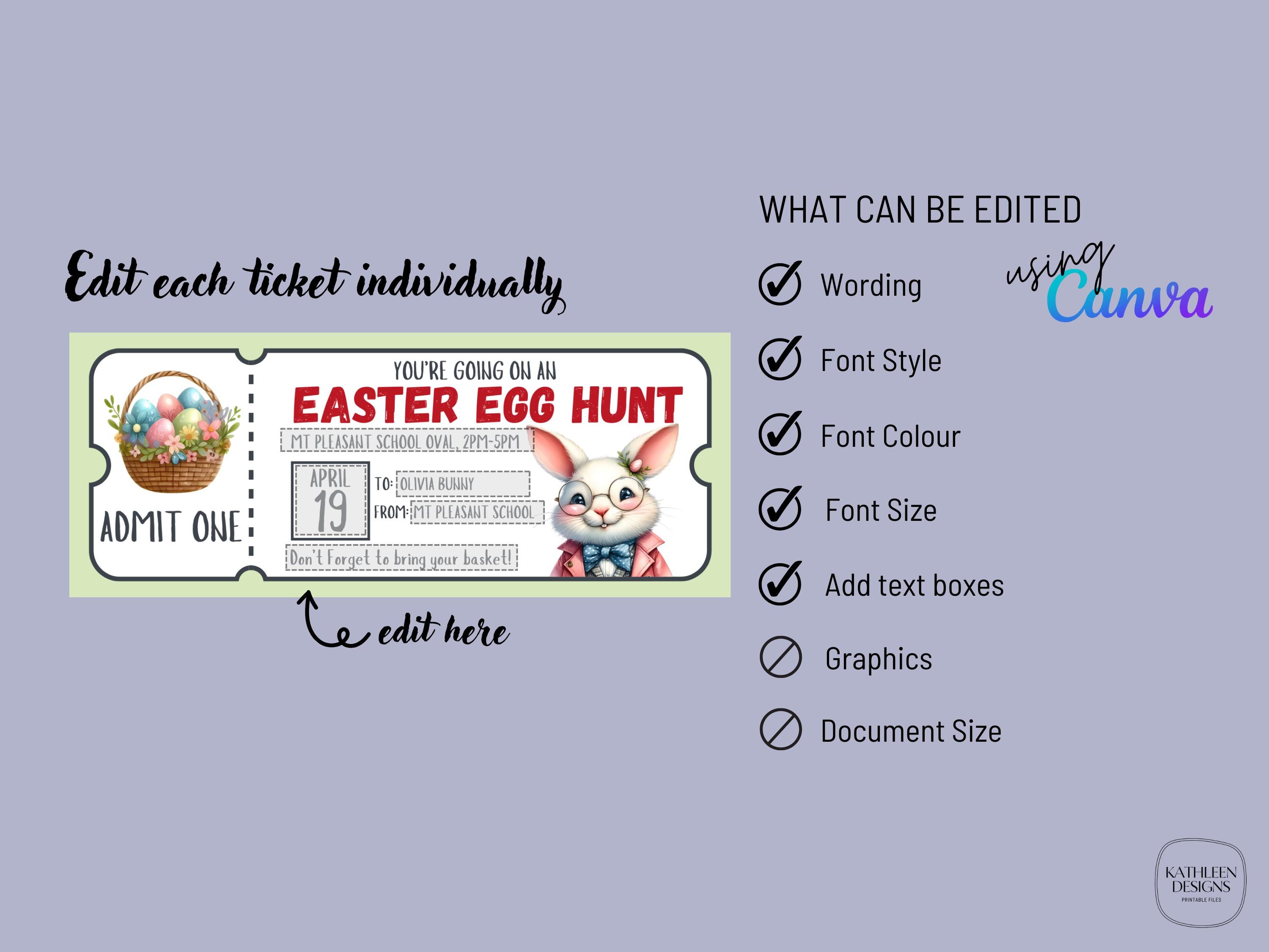EDITABLE Easter Egg Hunt Poster Template, Easter Egg Hunt Ticket ...
