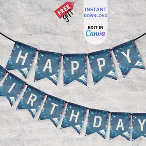 EDITABLE Outer Space Bunting, Birthday Bunting, Out Of This World Bunting, Outer Space Birthday Sign, Space Party, Birthday Decor, BI600