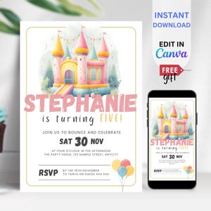 EDITABLE Bouncing Castle Birthday Invitation, Bounce House Invite, Kids Park Party Printable Invite, Instant Download, Jump Party, BIH10