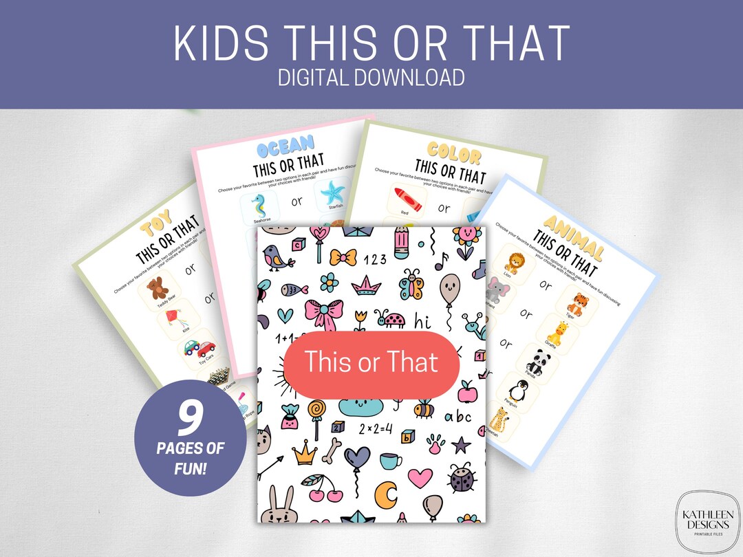 Preschool Printable Game, Fun Learning Activities for Kids, This or ...