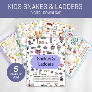 Snakes and Ladders Printable Game, Fun Family Board Game for Kids, Instant Download, DIY Educational Activity, Preschool Activity, KG10