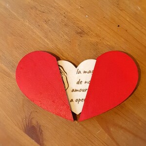 Annonce grossesse cœur en bois - Cadeau surprise personnalisé avec message intérieur