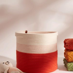 Cotton Rope Basket, Organizer Basket, Decorative Basket, Handmade Rope Basket, Natural Cotton Basket, Toy Storage Basket, Decorative Basket