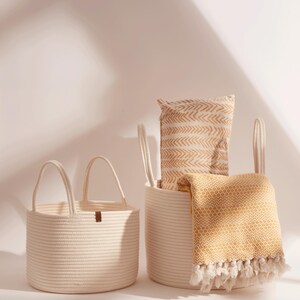 Handmade Cotton Rope Basket, Organizer Basket, Handmade Decorative Basket, Toy Basket