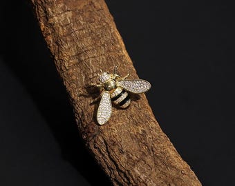 Handmade Little Bee Brooch 14k Gold-Plated Insect Minimalist Pin Badges Vintage Unique Personalized Animals Corsage Accessories Gift For Her