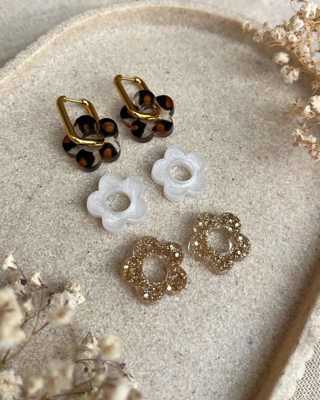 Yienate Boucles d'oreilles léopard Hoop Drop - Écaille de tortue Acrylique Cercle géométrique Résine mouchetée Prom Cerceau ouvert