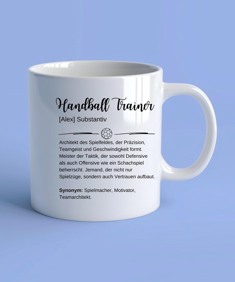 Personalisierte Trenażer piłki ręcznej Tasse, Trener piłki ręcznej Geburtstags Geschenk, Dankeschön Trener piłki ręcznej Geschenk Tasse DE zdjęcie 3