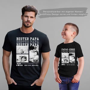 Vatertag Geschenk Tshirt Papa Shirt Kind Shirt Partnerlook Kinder Vater Geschenkidee Geburtstag Shirt Fotos Name Bester Papa Sohn Tochter Bild 2