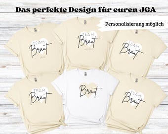 Junggesellinnenaschied JGA Shirt beige, Gruppenshirts zum Junggesellinnenabschied, Team Bride Shirts, JGA Shirts, Hochzeitsparty