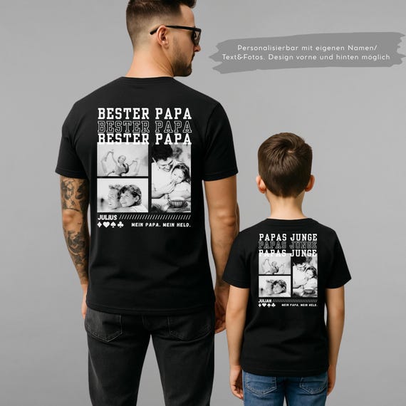 Vatertag Geschenk Tshirt Papa Shirt Kind Shirt Partnerlook Kinder Vater Geschenkidee Geburtstag Shirt Fotos Name Bester Papa Sohn Tochter