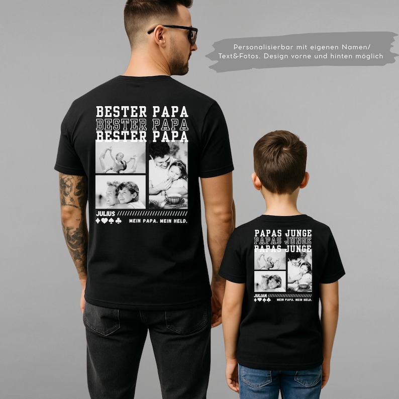 Vatertag Geschenk Tshirt Papa Shirt Kind Shirt Partnerlook Kinder Vater Geschenkidee Geburtstag Shirt Fotos Name Bester Papa Sohn Tochter Bild 1