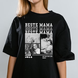 Mama cadeau T-shirt, Kind Shirt Partnerlook Kinder Mutrer Geschenkidee Geburtstag Shirt Foto&#39;s Naam Beste Mama Sohn Tochter
