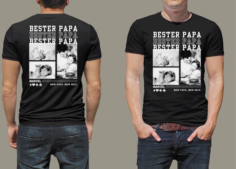 Vatertag Geschenk Tshirt Papa Shirt Kind Shirt Partnerlook Kinder Vater Geschenkidee Geburtstag Shirt Fotos Name Bester Papa Sohn Tochter Bild 5