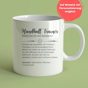 Personalisierte Trenażer piłki ręcznej Tasse, Trener piłki ręcznej Geburtstags Geschenk, Dankeschön Trener piłki ręcznej Geschenk Tasse DE zdjęcie 1