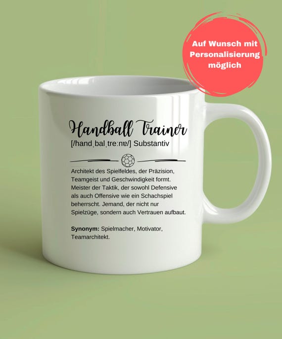 Personalisierte Handball Trainer Tasse, Handball Trainerin Geburtstags Geschenk, Dankeschön Handball Trainerin Geschenk Tasse DE