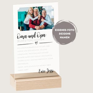 Personalisierbares Schild/Poster als Geschenk für Oma und Opa, Geschenk Großeltern, Weihnachtsgeschenk Oma Enkel mit Foto, Acryl Gas Deko