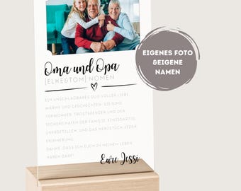 Schild/poster als geschenk voor opa en opa, cadeau cadeau, cadeau enkel met foto, acryl Gas Deko