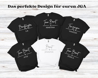 Personalisierte Junggesellinnenabschied TShirts, Group shirts for bachelorette party, Team Bride Shirts, JGA Shirts, pre wedding party, JGA