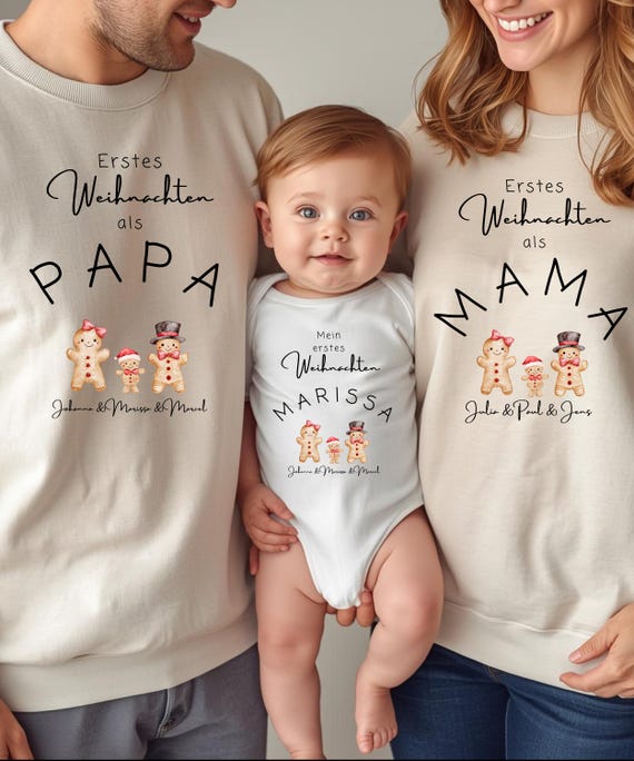 Erstes Weihnachten Pullover personalisiert mit Name, Baby Weihnachts Sweatshirt, Mein erstes Weihnachten Outfit, Outfit für Fotos