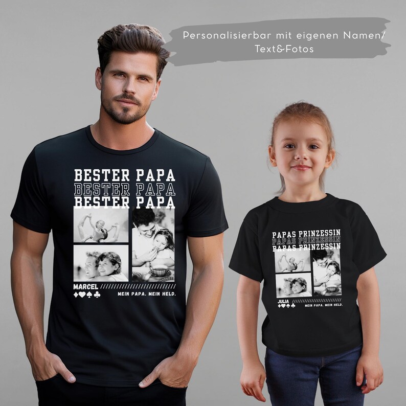 Vatertag Geschenk Tshirt Papa Shirt Kind Shirt Partnerlook Kinder Vater Geschenkidee Geburtstag Shirt Fotos Name Bester Papa Sohn Tochter Bild 4