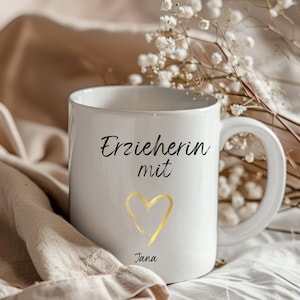 Personalisierte Erzieherin/ Tagesmutter Herz Tasse, Geschenk Kita, Geschenk für Erzieherin, Weihnachtsgeschenk Erzieher, Dankeschön Erzieher
