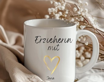 Personalisierte Erzieherin/ Tagesmutter Herz Tasse, Geschenk Kita, Geschenk für Erzieherin, Weihnachtsgeschenk Erzieher, Dankeschön Erzieher