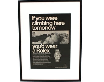 Authentic Framed 1973 Vintage Print Ad Rolex Explorer “If you were climbing here tomorrow, you'd wear a Rolex”