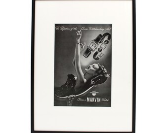 Authentic framed 1946 Vintage Ad Marvin Watches