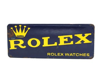 1950’s authentic porcelain enamel 25 x 10 cm Rolex advertising sign