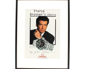 Authentic framed 1999 Vintage Ad Omega Seamaster Pierce Brosnan 007 James Bond