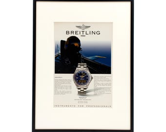 Authentic framed 1994 Vintage Print Ad Breitling Chronospace multifunction instrument watch