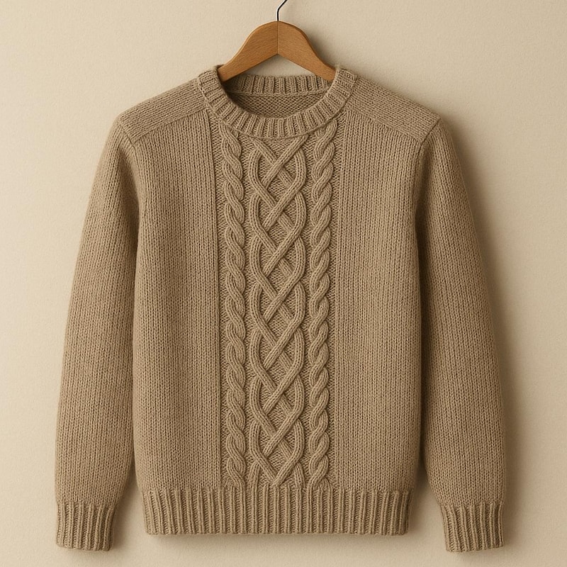 Cable Knit Crewneck Sweater For Men Cozy Ribbed Design For Everyday Warmth And Classic Style main image 0
