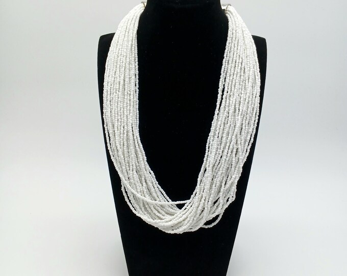Vintage White Beaded Necklace