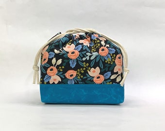 Rifle Paper Co. Rosa Black Large Drawstring Knitting Project Craft Bag