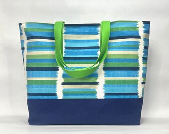 Solar Stripe Azure XL Extra Large Beach Bag / BIG Tote Bag - Ready to Ship