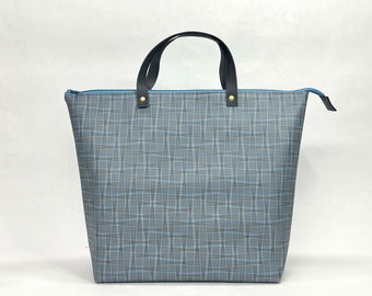 Acoustic Blue Large VINYL Zipper Knitting Craft Tote Bag