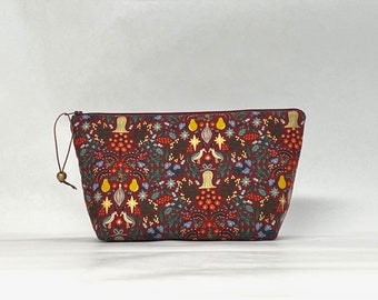 Partridge Berry Metallic Small Zipper Pouch Gadget Case Cosmetics Project Bag