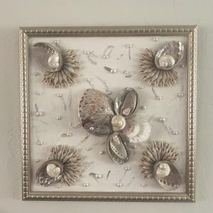 Handmade Abalone Shell Wall Art: Coastal Framed Seashell Decor (20&#39;&#39;)