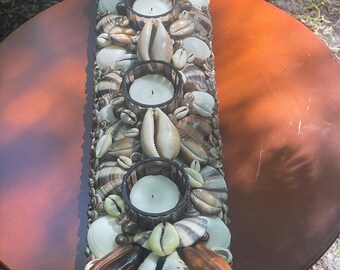 Seashell Candle Holder: Coastal Beach Wedding Centerpiece
