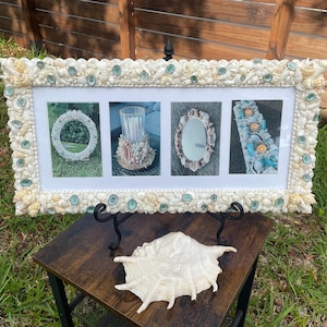 Sea Shell Photo Frame: Beach House Wall Decor (12x24 inch)