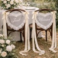 Personalized Lace Just Married Chair Sign for Bride & Groom, Wedding Chair Decor, Sheer Lace Signs, Custom Wedding Chair Banners
